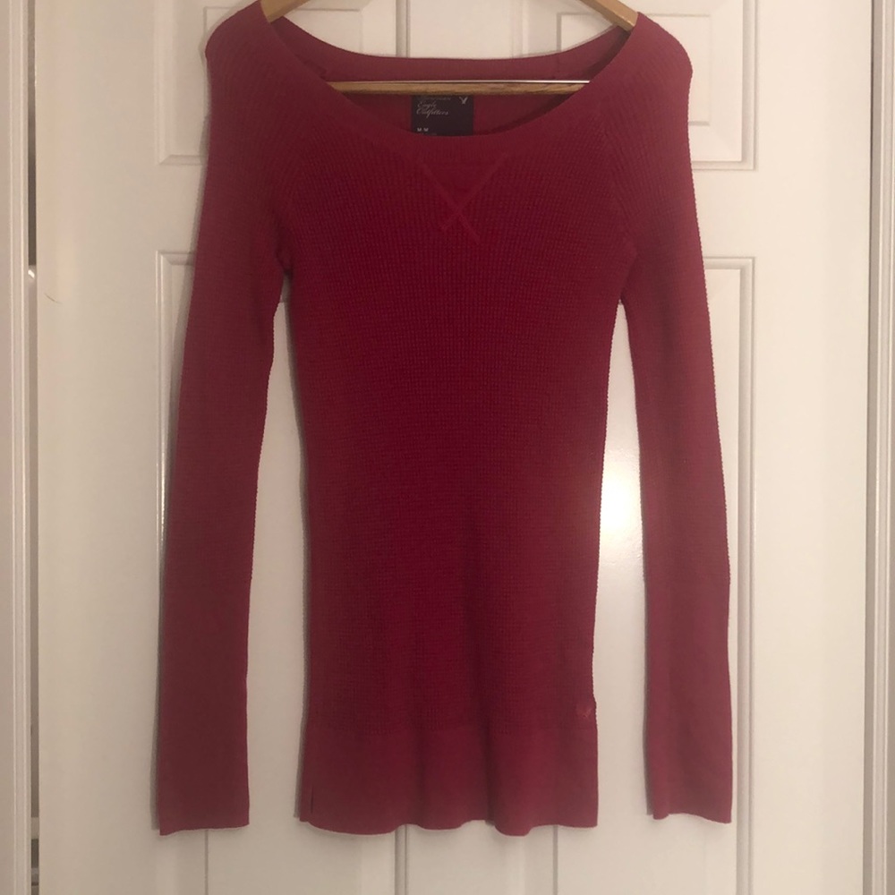 Scoopneck waffle sweater